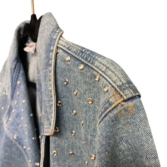 Vintage Goal by Hot Property Rhinestone Studded Denim Jean Jacket Small AS IS - Picture 5 of 12